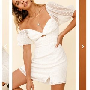 Selfie Leslie white puff sleeve dress